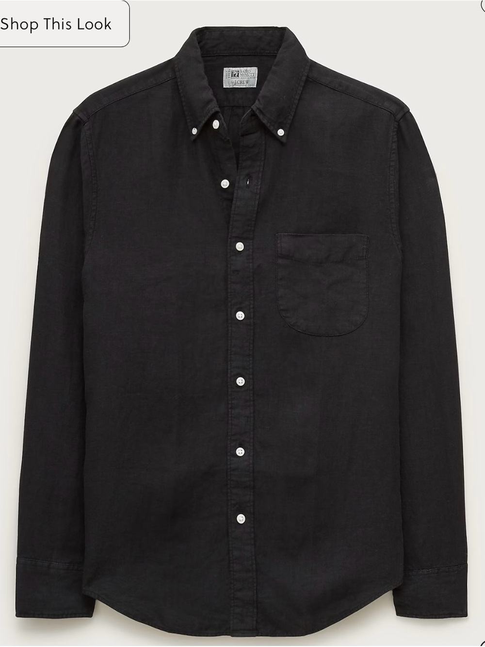 J. Crew Black Linen Casual Button-Down Shirt